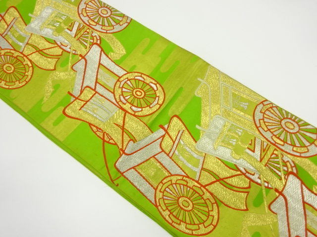 JAPANESE KIMONO / ANTIQUE FUKURO OBI / SILK / WOVEN CARRIAGE